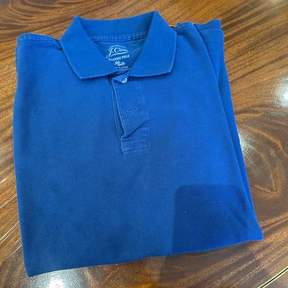 J crew blue polo shirt button